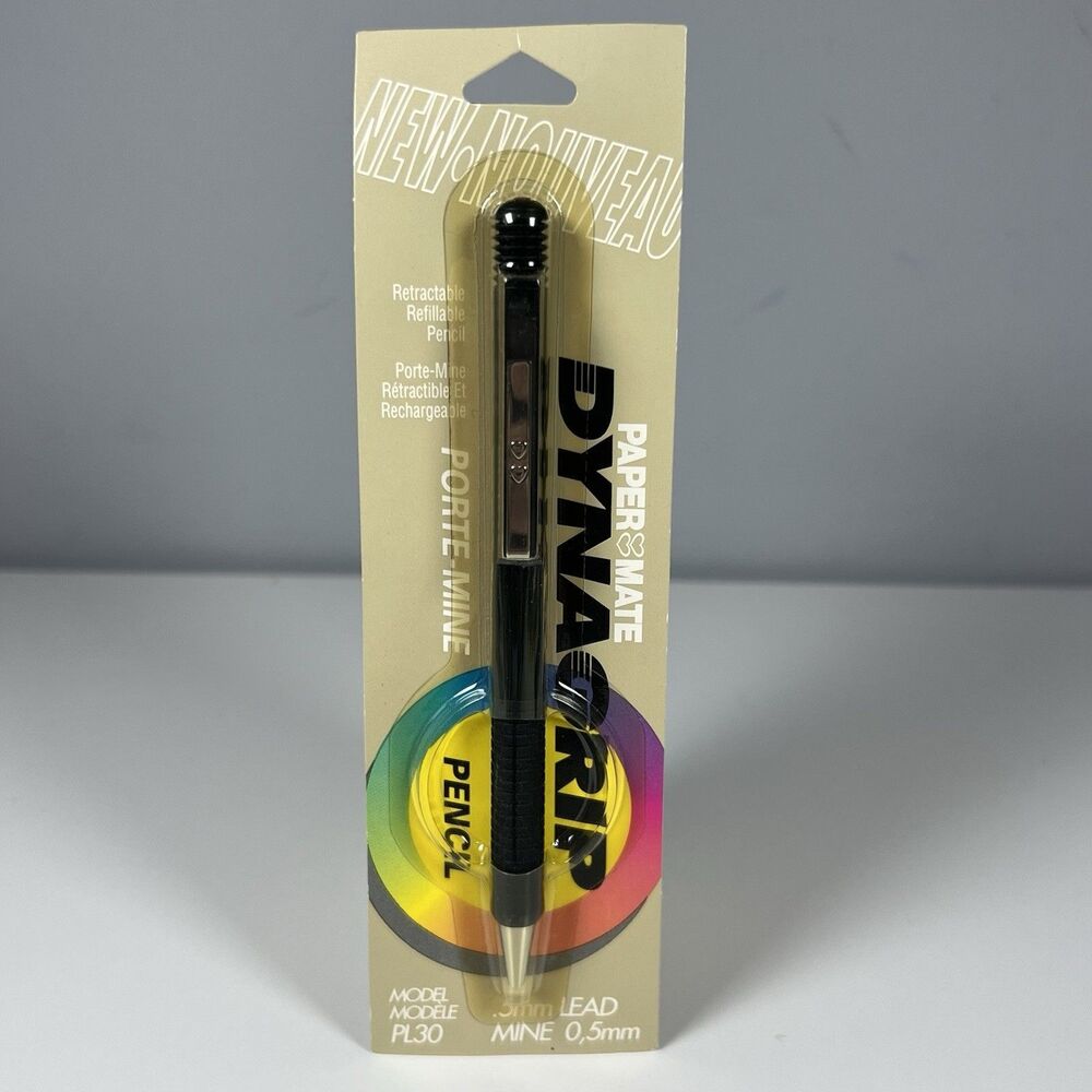 NOS Vtg Paper Mate Dynagrip PL30 Cushion Grip Mechanical Pencil 0.5 Black New